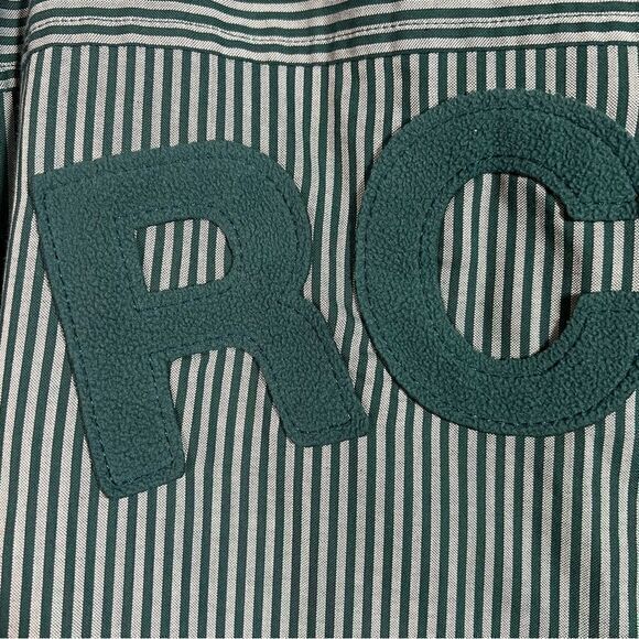 Rocawear Green White Striped Long Sleeves Button Down Shirts Mens Size 2XL - Picture 3 of 8